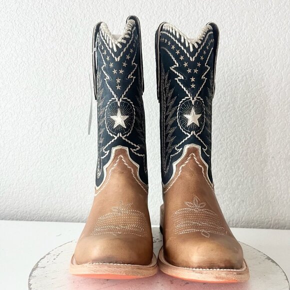 Lane RODEO HOUSTON Mens Cowboy Boots 10 Brown Leather Western Mid Calf Blunt Toe - Picture 6 of 13